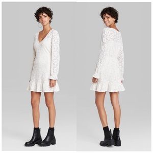 Wild Fable Cream Long Sleeve Lace Mini Dress S NWT